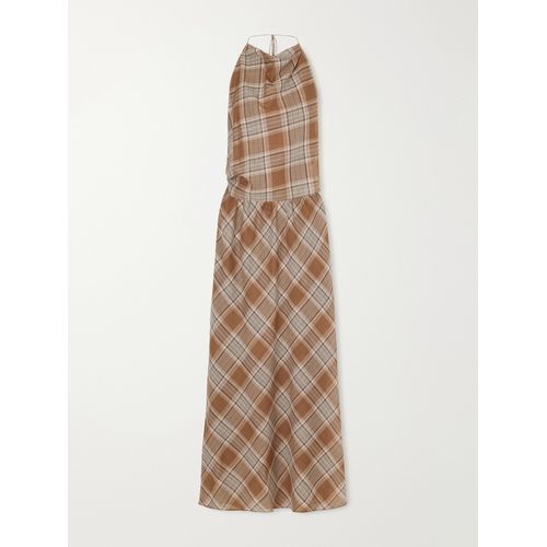 matteau dress brown Matteau Layered Halter Midi Dress - Picnic Plaid
