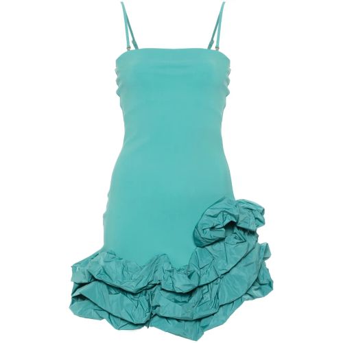 CHIARA BONI La Petite Robe Ruffle-Detail Jersey Mini Dress Green