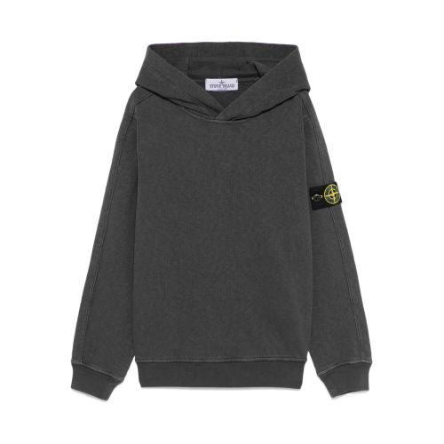 Stone Island Junior Compass-Badge Hoodie Grey