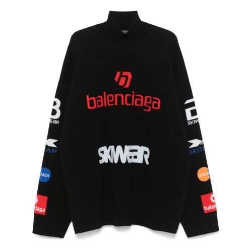 Balenciaga Black Stretch Wool Blend Sweater for Men