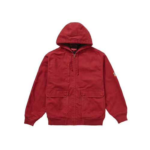 Supreme Plaid Wool Hooded Work Jacket Brown for Men