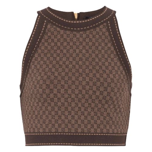 BALMAIN Striped Logo Jacquard Crop Top for Women