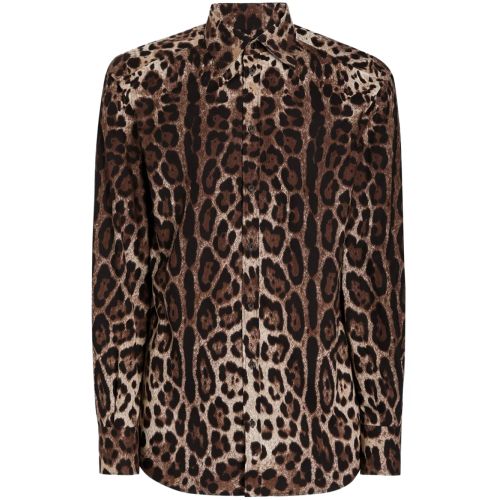 Dolce Gabbana Leopard-Print Shirt Brown