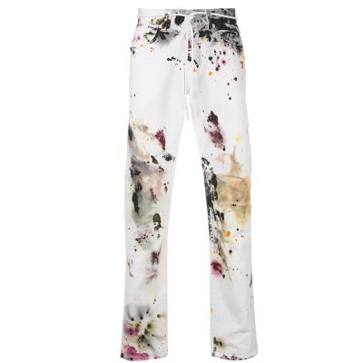 Buy Off White Paint Splatter Slim Fit Jeans For Mens At Goxip