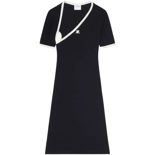 COURREGES Courrges Asymmetric-Neck Mini Dress - Black for Women