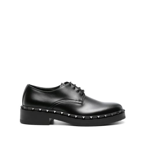 Valentino Garavani M-Way Rockstud Leather Derby Shoes Black for Men