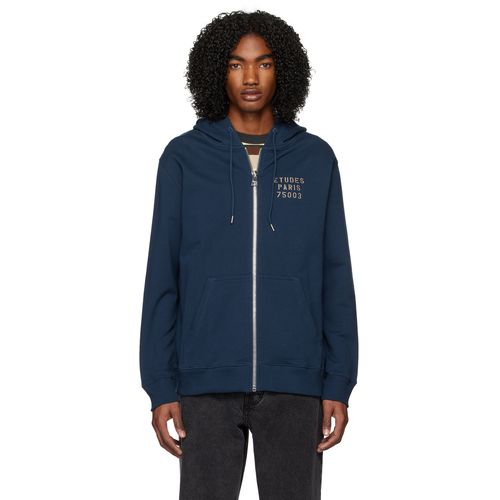 ETUDE Études Navy Klein Patch Reversed Hoodie for Men