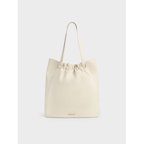 Charles Keith Voyager Leather Belted Trapeze Tote Bag for Women