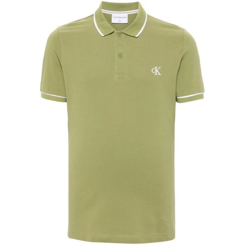 Calvin Klein Jeans Logo-Embroidered Piqué Polo Shirt Green for