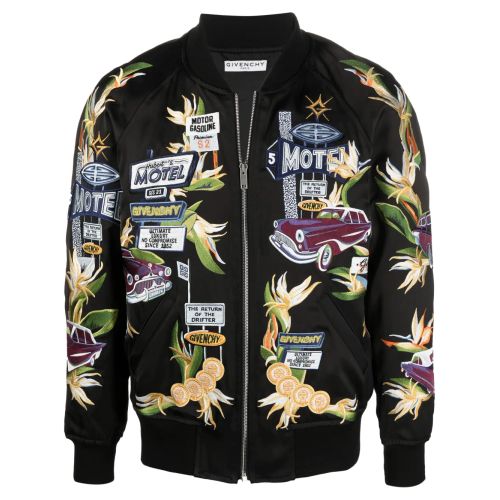 Givenchy Motel-Embroidered Bomber Jacket Black for Men
