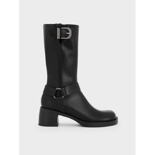 Charles Keith Kirke Buckled Mid-Calf Biker Boots
