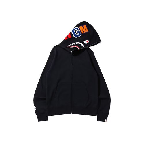 BAPE Sta Pattern Shark Full Zip Hoodie Black for Women