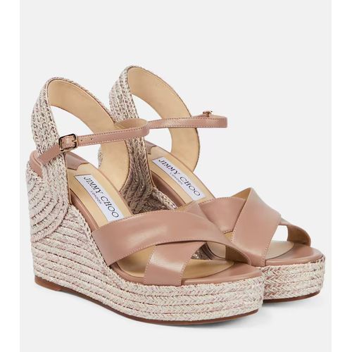 Jimmy Choo Dellena 100 Metallic Leather Wedge Sandals for Women