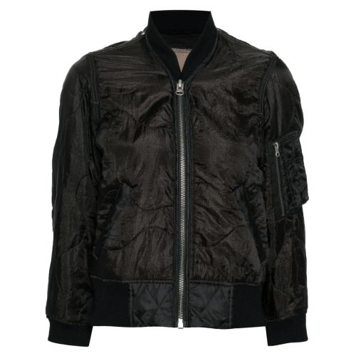 R13 Refurbished Quilted Bomber Jacket Black for Women