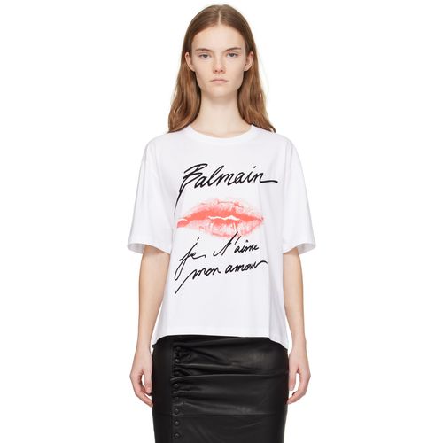 Balmain White Printed T-Shirt for Women