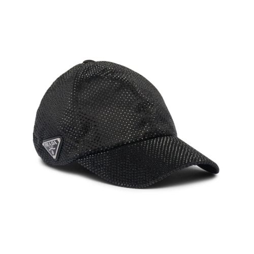 Prada Crystal-Embellished Baseball Cap Black