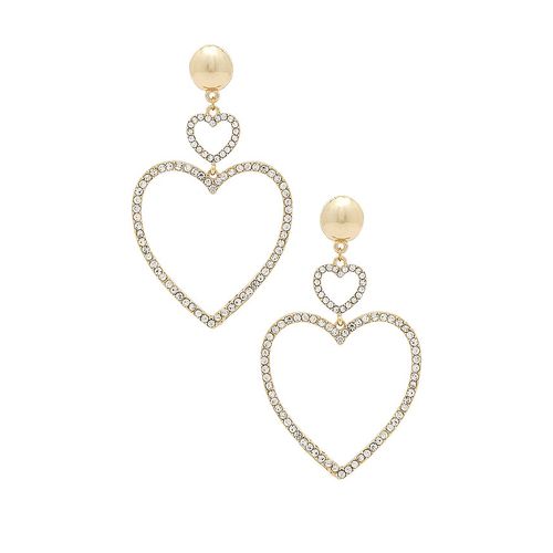 Ettika Two Hearts Drop Earrings In Metallic