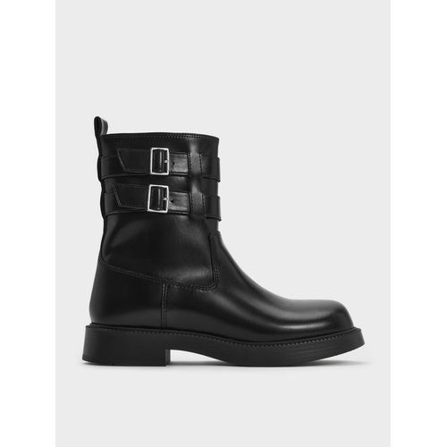 Charles Keith Girls' Double Buckle-Strap Ankle Boots for Women