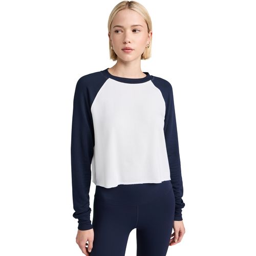 Splits59 Cropped Warm Up Fleece Sweatshirt Indigo/White M for Women