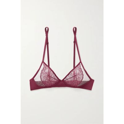 Buy La Perla Bianca Lace Trimmed Tulle And Stretch Jersey Underwired Soft Cup Bra Claret At Goxip