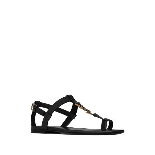 Saint Laurent Cassandra Leather Sandals Black for Women - Main Image