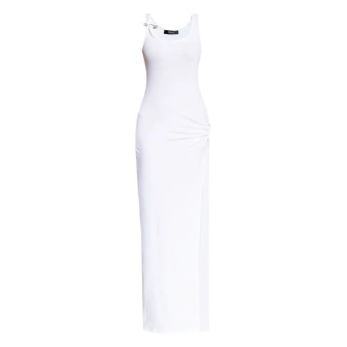 Versace Asymmetrical Ruched Maxi Dress - White for Women