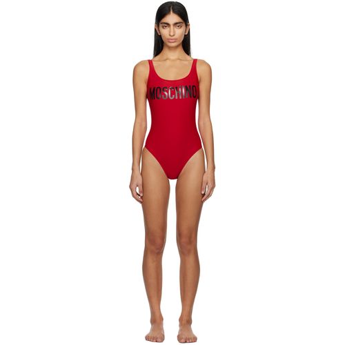 Moschino Red Swimsuit Moschino Red Printed One-Piece Swimsuit For