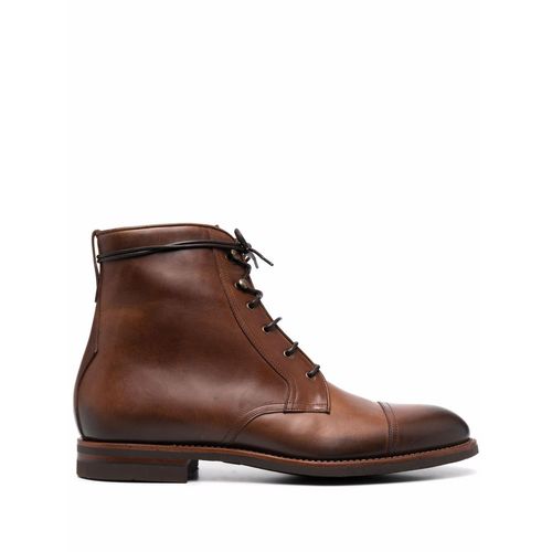 Scarosso Lace-Up Leather Boots Brown for Men