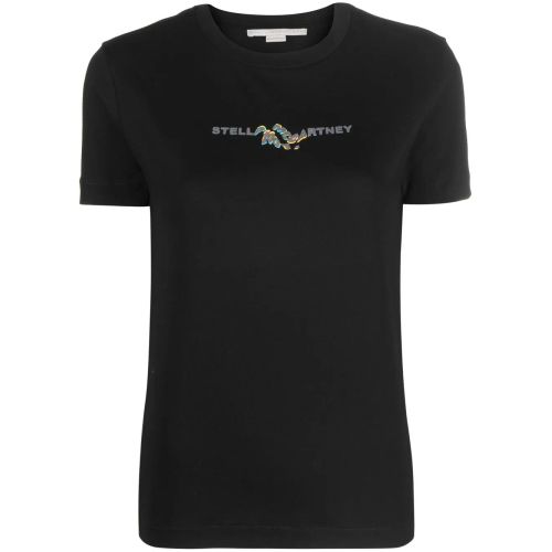 Stella McCartney Logo-Print Cotton T-Shirt Black for Women