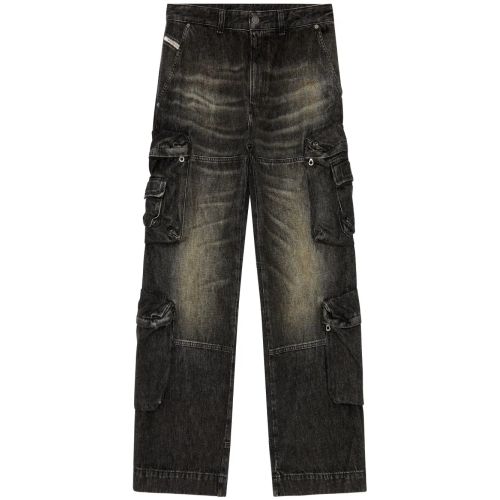 Diesel D-Fish 0GHAA Straight-Leg Jeans - Black for ผู้ชาย