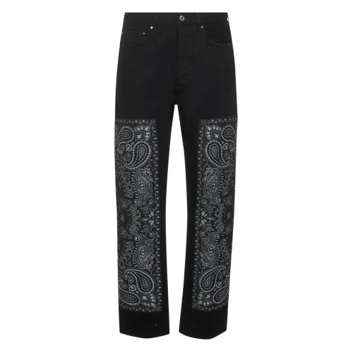 Amiri Bandana Paint-Splattered Stretch-Cotton Blend Denim Jeans