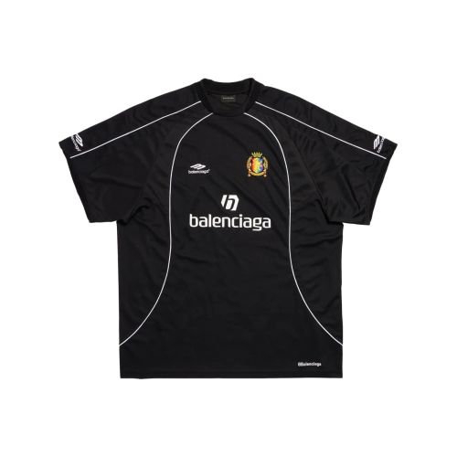 Balenciaga Soccer Logo-Print T-Shirt - Black for Men