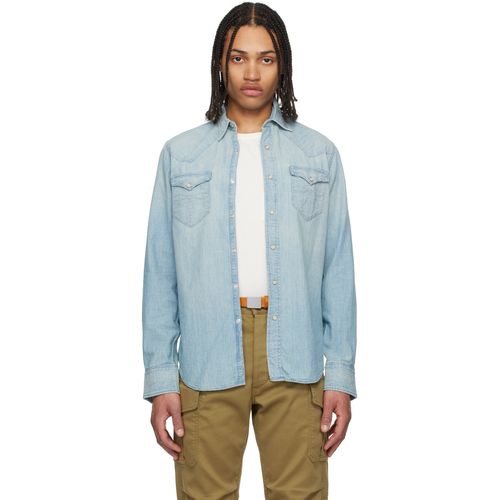 RRL Blue Slim Fit Chambray Western Shirt