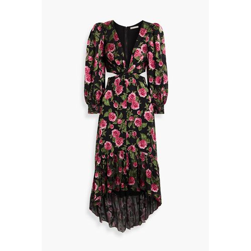 ALICE + OLIVIA Alice Olivia - Katia Ruffled Floral-Print Fil Coupé Chiffon  Maxi Dress - Black