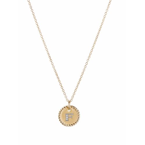 David Yurman 18kt Yellow Gold A Initial Charm Diamond Necklace for