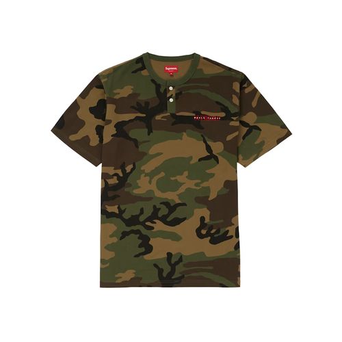 Supreme Pique S/S Henley Woodland Camo for Men