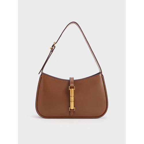 Charles Keith Cesia Croc-Effect Metallic-Accent Shoulder Bag