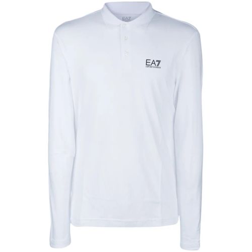 Ea7 Emporio Armani Logo-Print Polo Shirt White for Men