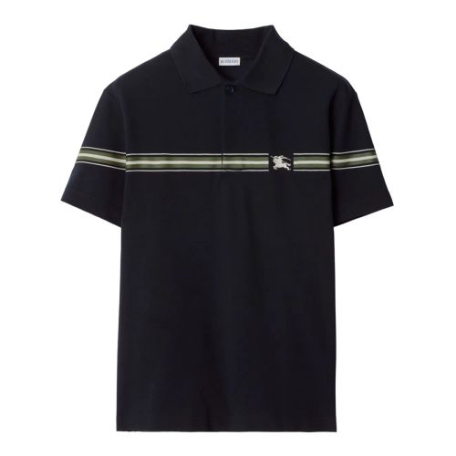Burberry V-Neck Wool Polo Shirt Black for Men