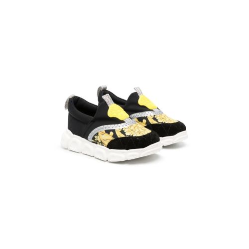 Versace Kids Colour-Block Slip-On Sneakers Black for Kids