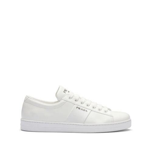 Prada Brushed Leather Low-Top Sneakers White for Men